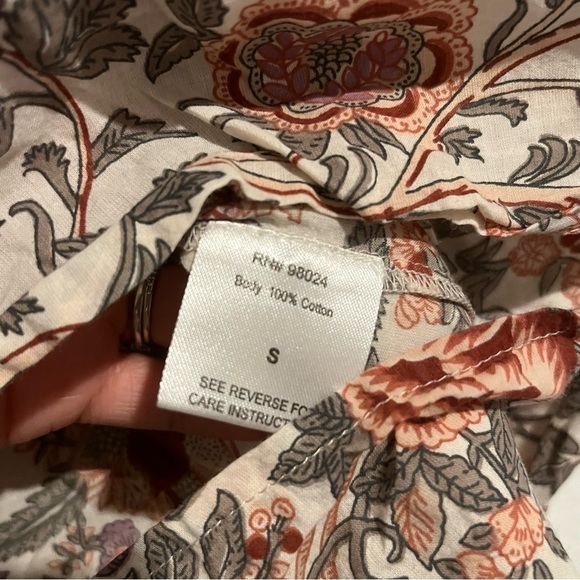 Anthropologie Love The Label Floral Botanical Peasant Ruffle Blouse Size Small - Picture 8 of 8